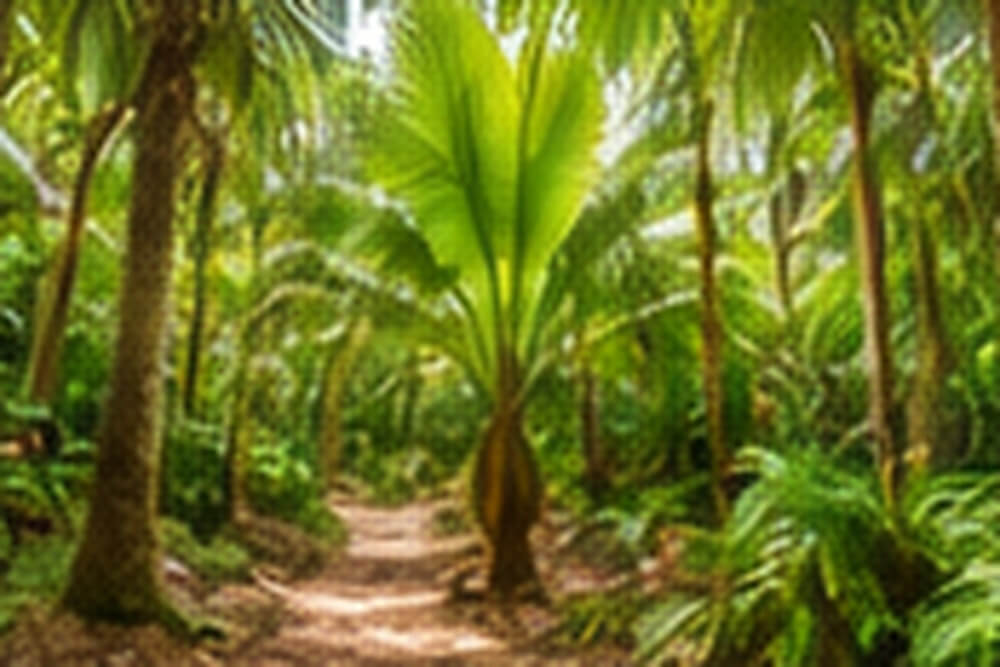 Ścieżka wśród palm coco de mer w Vallée de Mai