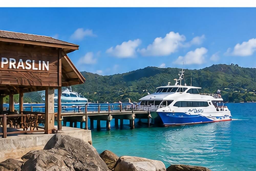 Katamaran przy nabrzeżu Baie Sainte Anne na wyspie Praslin