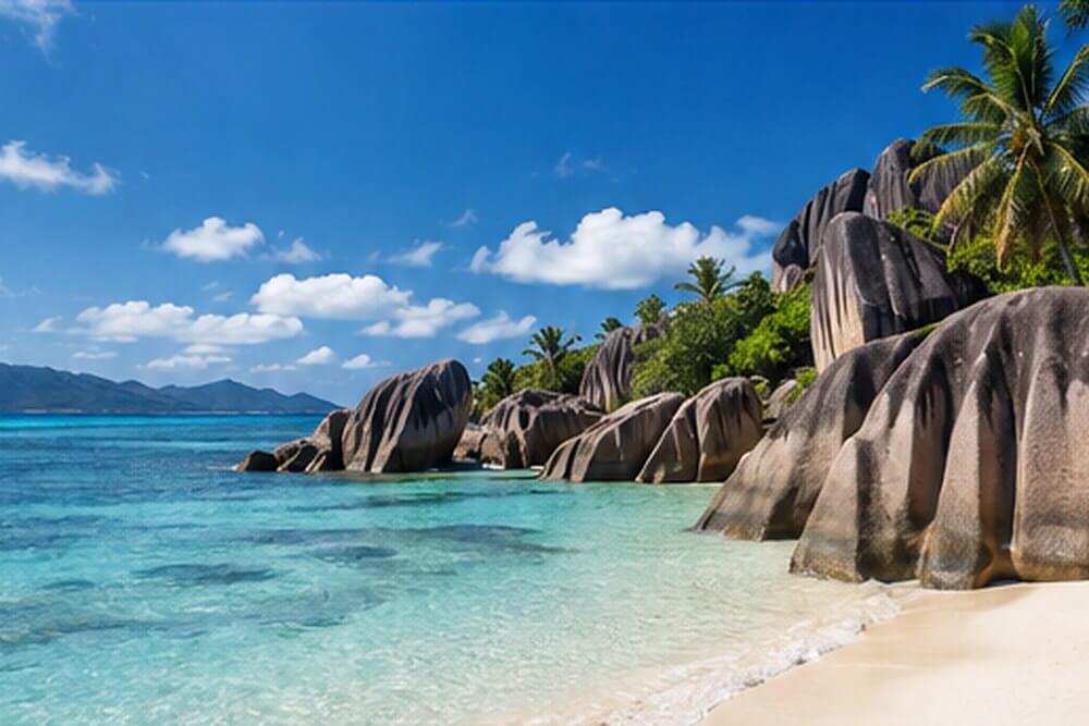 Anse Source d’Argent z granitowymi głazami na La Digue