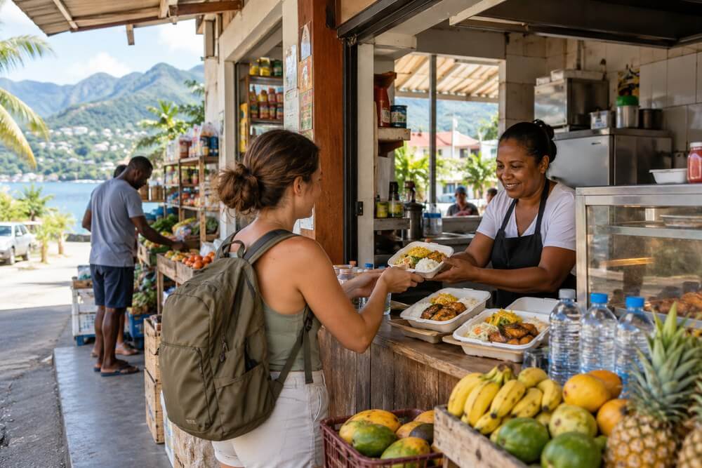 Lokalny takeaway i zakupy spożywcze na Mahé
