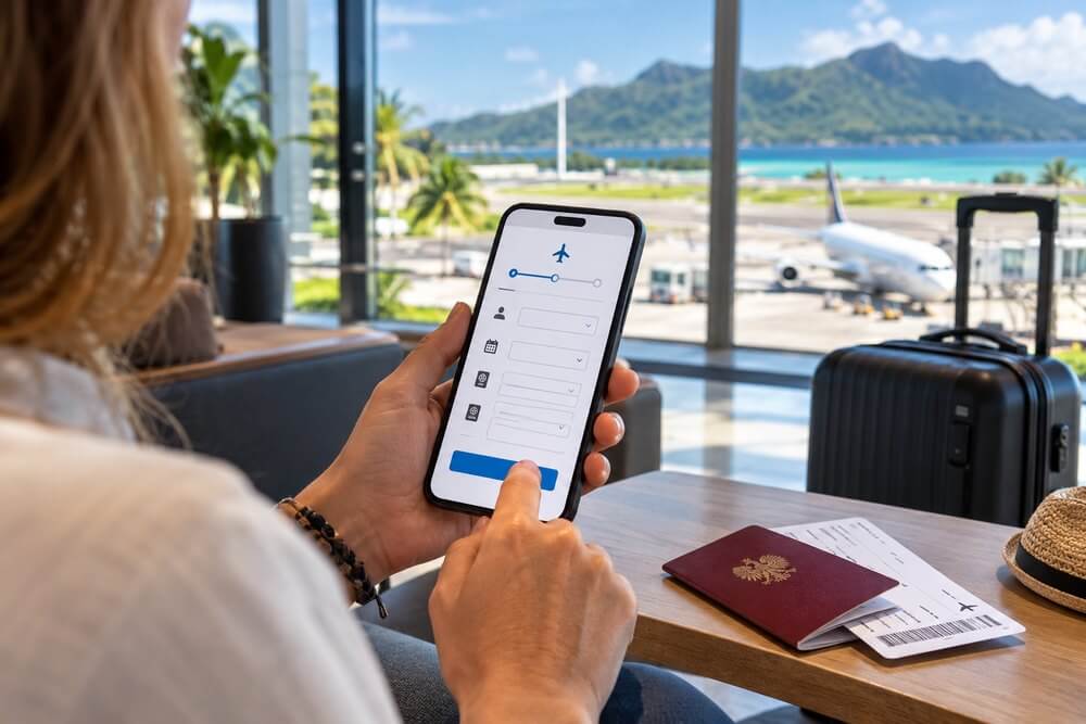 Wypełnianie Travel Authorisation na telefonie przed lotem na Seszele